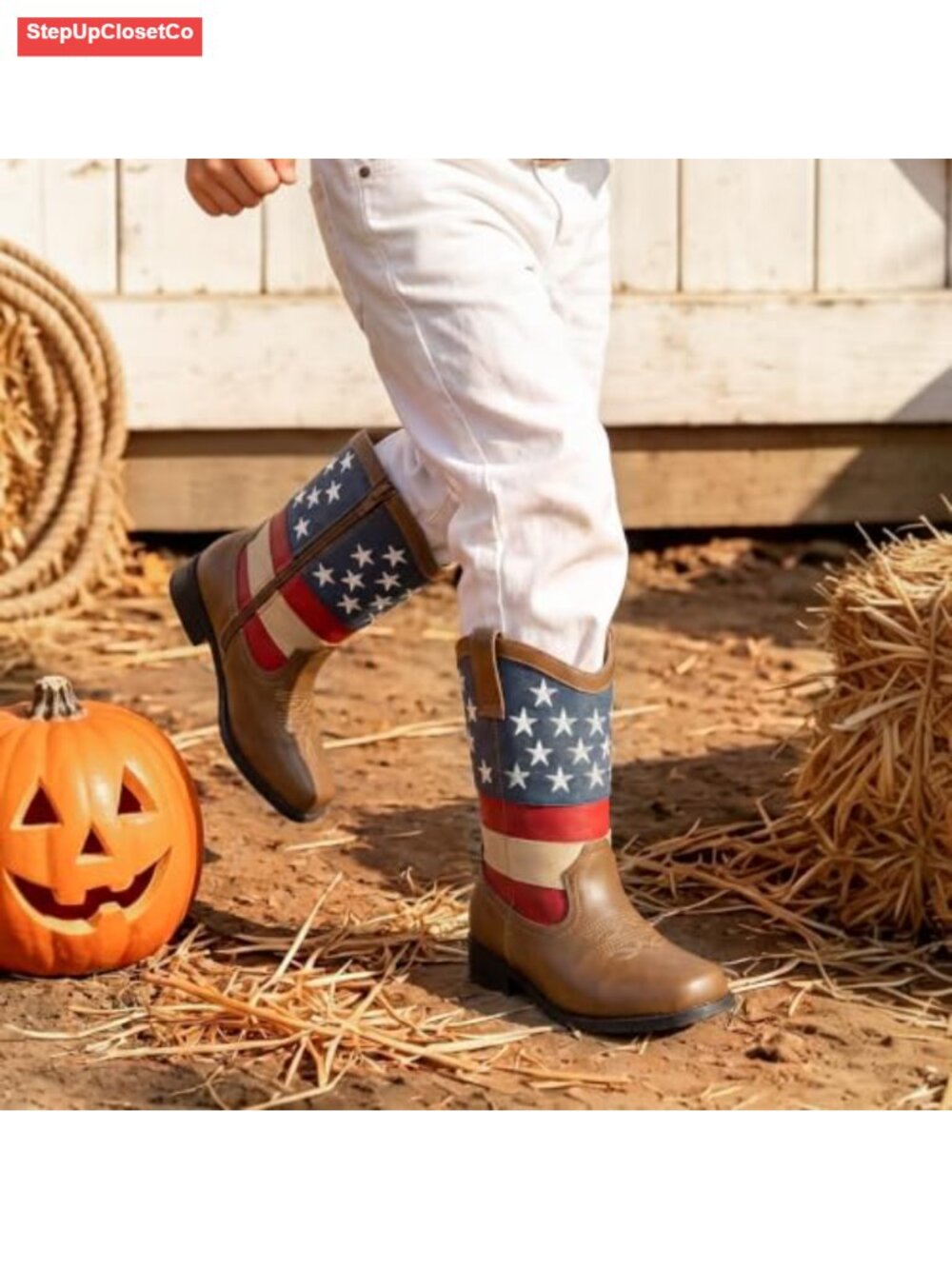 Boys Girls Cowboy Boots Toddler Western Equestrian PU Calf High Zip - Picture 2 of 6